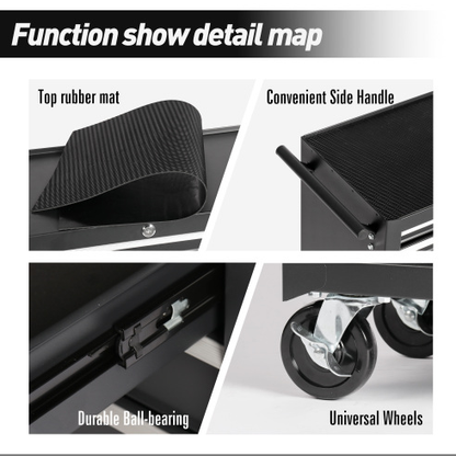 Black Steel Rolling Tool Chest with 7 Drawers and Wheels