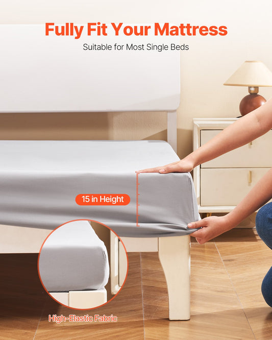 Twin Size Microfiber Fitted Sheet with Elastic Edges