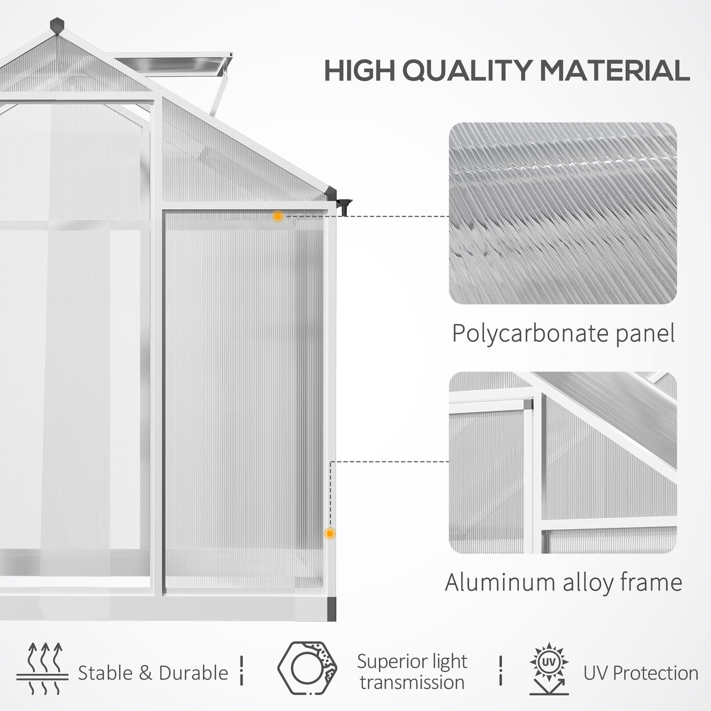 4x6 Clear Polycarbonate Walk-In Greenhouse with Roof Vent