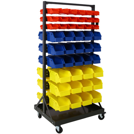90-Bin Rolling Storage Rack with Locking Wheels