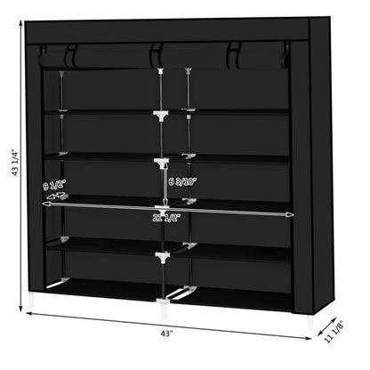 Black 7-Tier Non-Woven Shoe Storage Cabinet