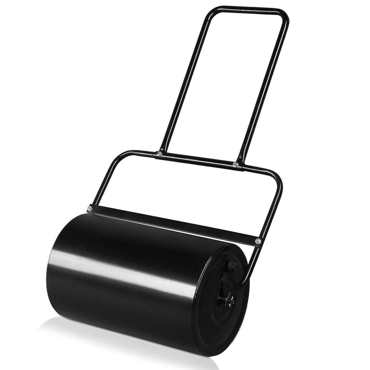Black Steel Lawn Roller — 19 Inch Push/Tow Garden Drum