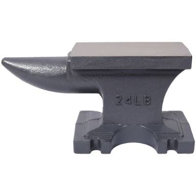 24LB Cast Iron Blacksmith Anvil with Round Horn and Stable Base - Gray