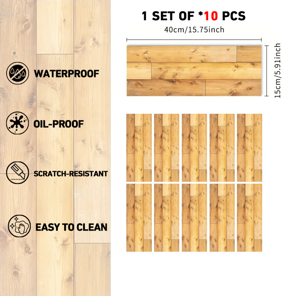 Wood Grain Waterproof Peel-and-Stick Floor Decals