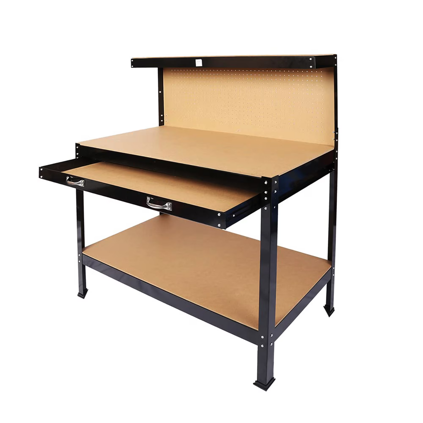 63-Inch Steel Workbench with Pegboard and Storage Drawer