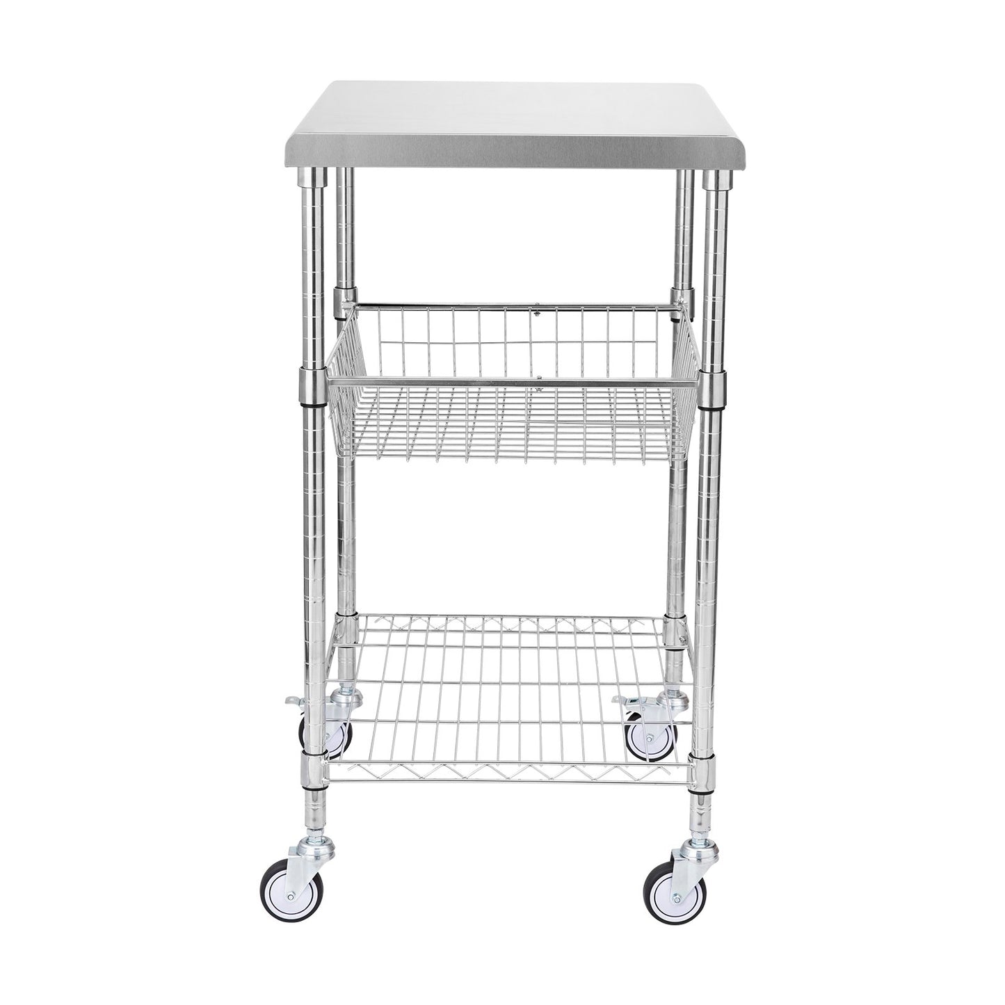 3-Tier Rolling Utility Cart with Wheels and Hooks