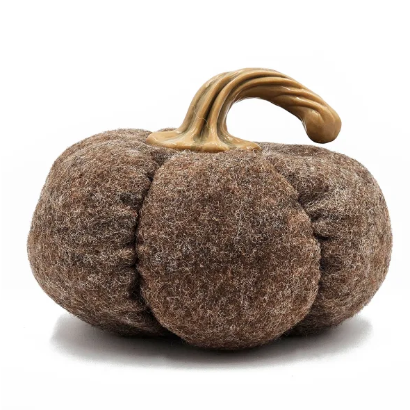 Set of 3 Brown Fabric Pumpkins for Fall and Thanksgiving Decor