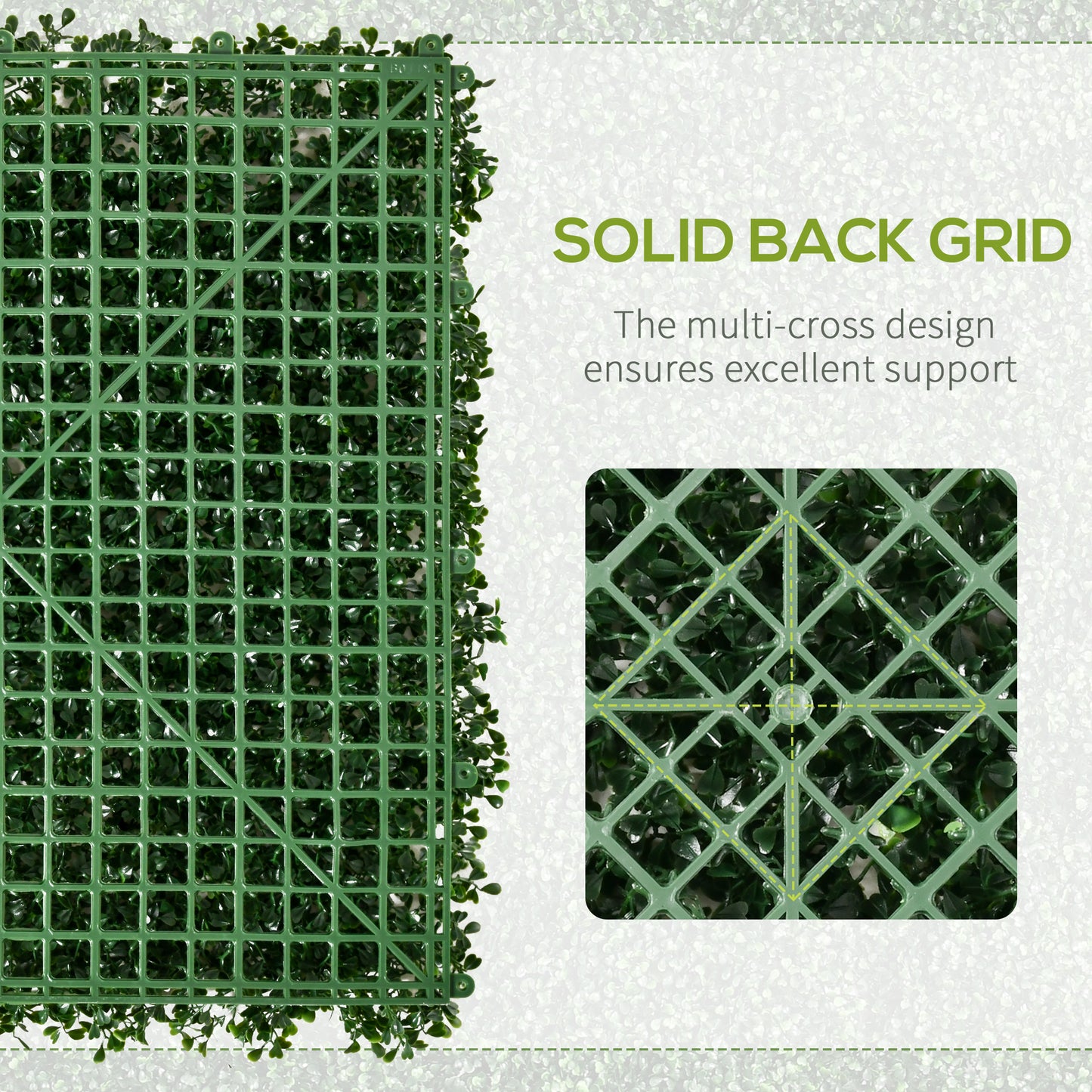 12-Piece Milan Artificial Grass Tiles with Drainage - 19.75" x 19.75" Light Green