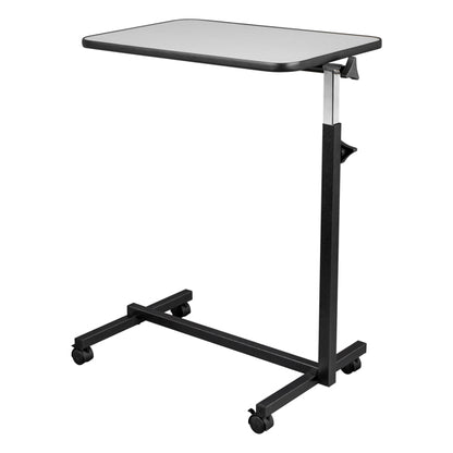 Adjustable Gray Overbed Laptop Table with Locking Wheels