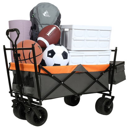 Purple Collapsible Wagon with Canopy and Mosquito Net – Heavy Duty All-Terrain Stroller Cart