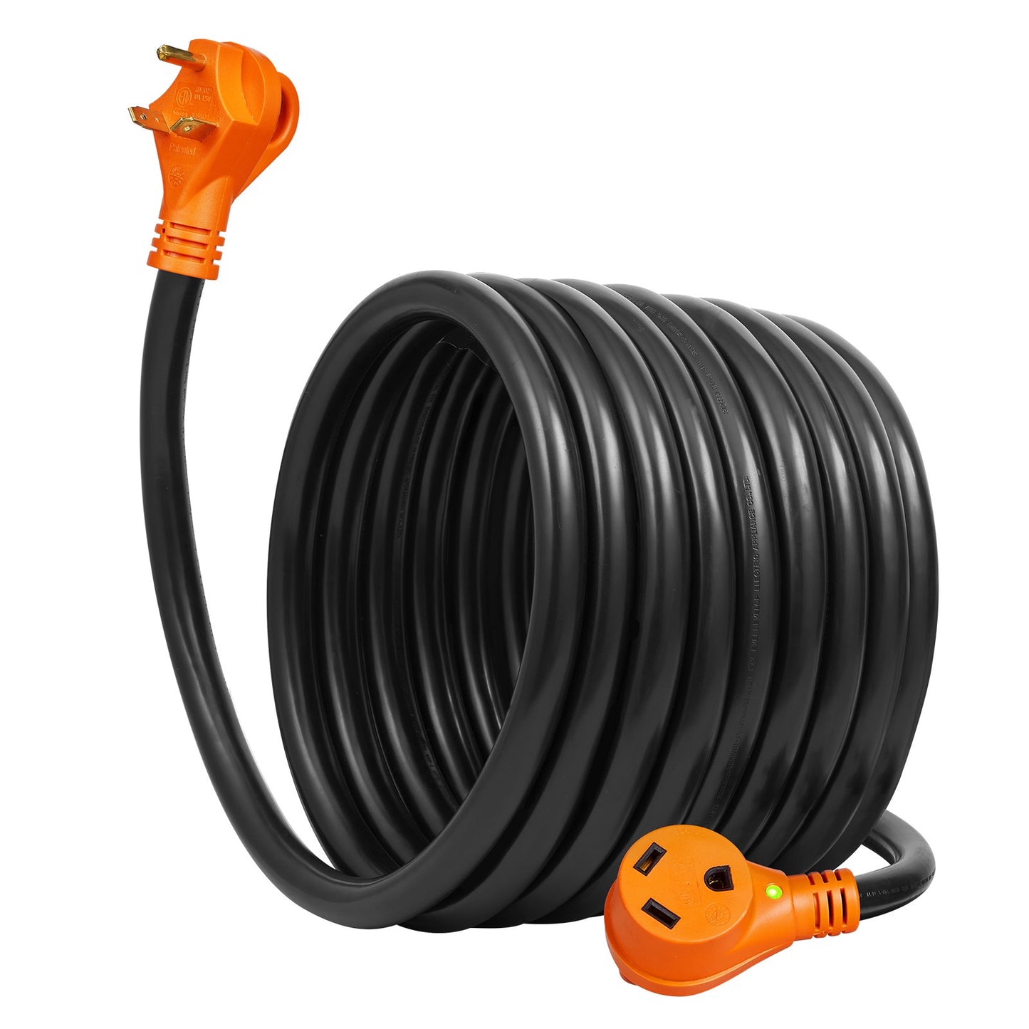 25 Ft 30 Amp RV Extension Power Cord with LED Indicator and 15A Adapter