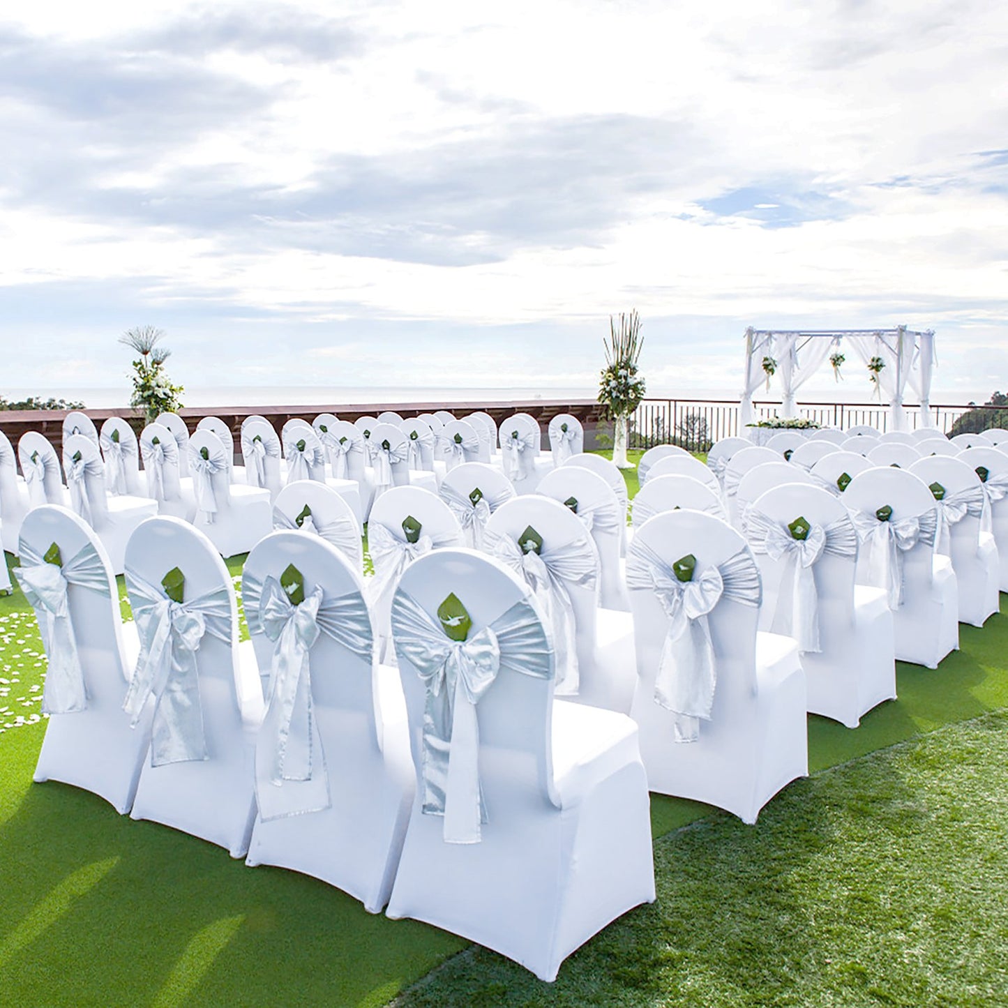 White Stretch Spandex Folding Chair Covers – 50 Pack