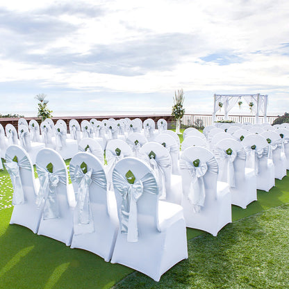 White Stretch Spandex Folding Chair Covers – 50 Pack