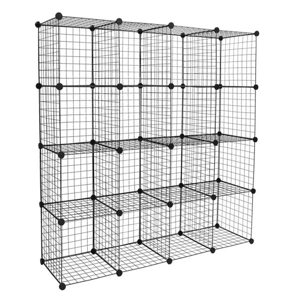 16-Cube Black Metal Wire Storage Organizer