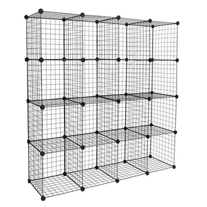 16-Cube Black Metal Wire Storage Organizer