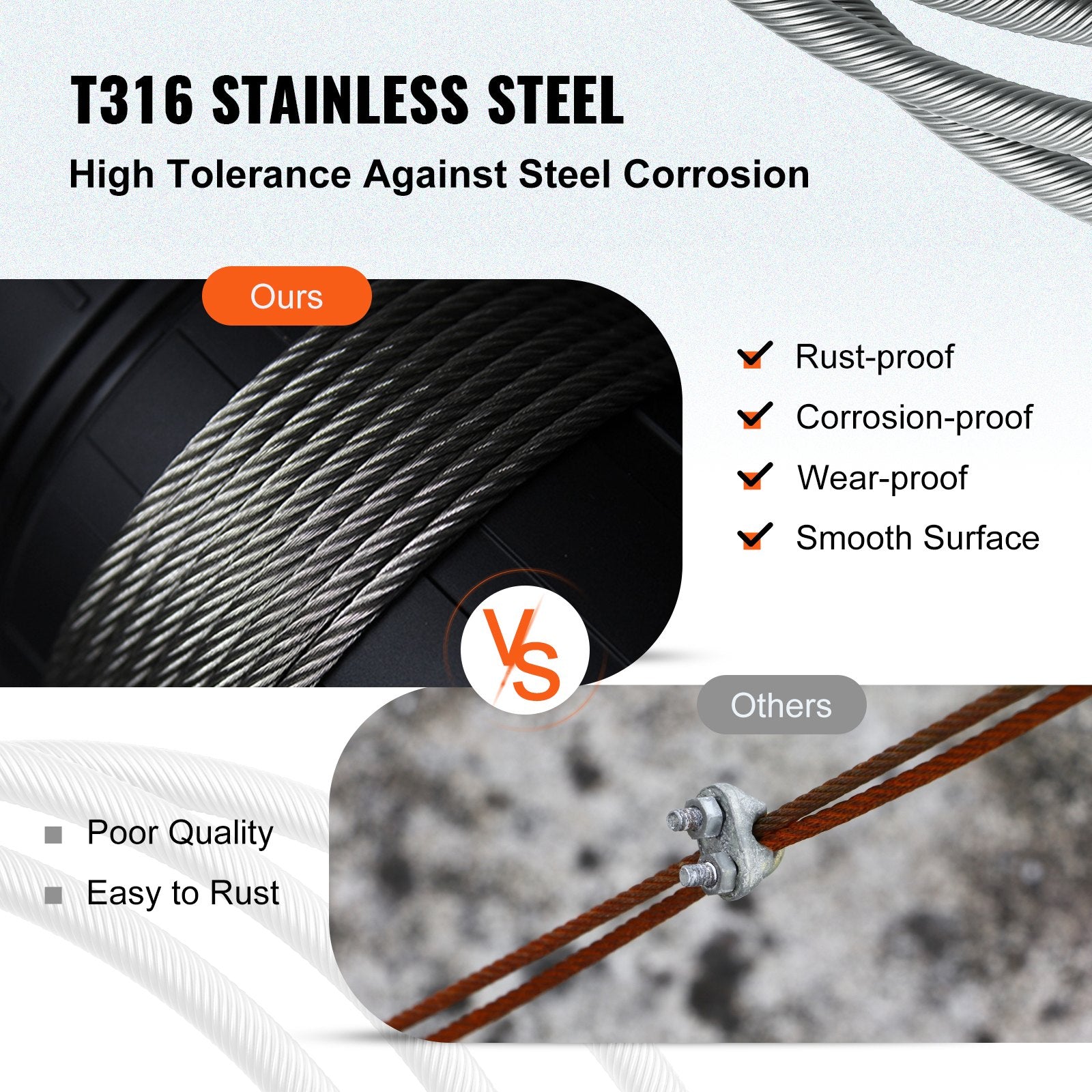 Stainless Steel Cable Railing Wire Rope - 500ft 316 Marine Grade ...