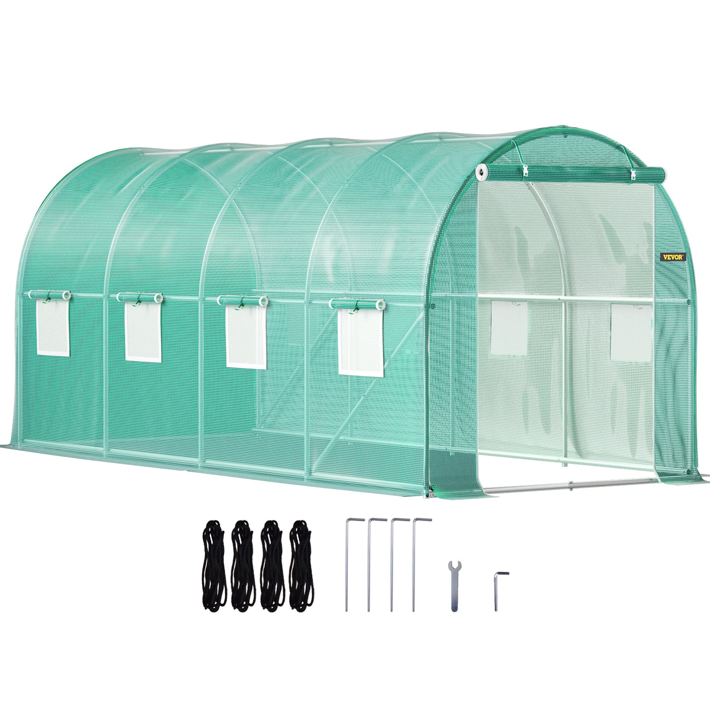 15x7 Portable Walk-In Tunnel Greenhouse with Roll-Up Windows and Zippered Door