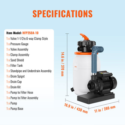10-Inch Sand Filter Pump System for Above-Ground Pools