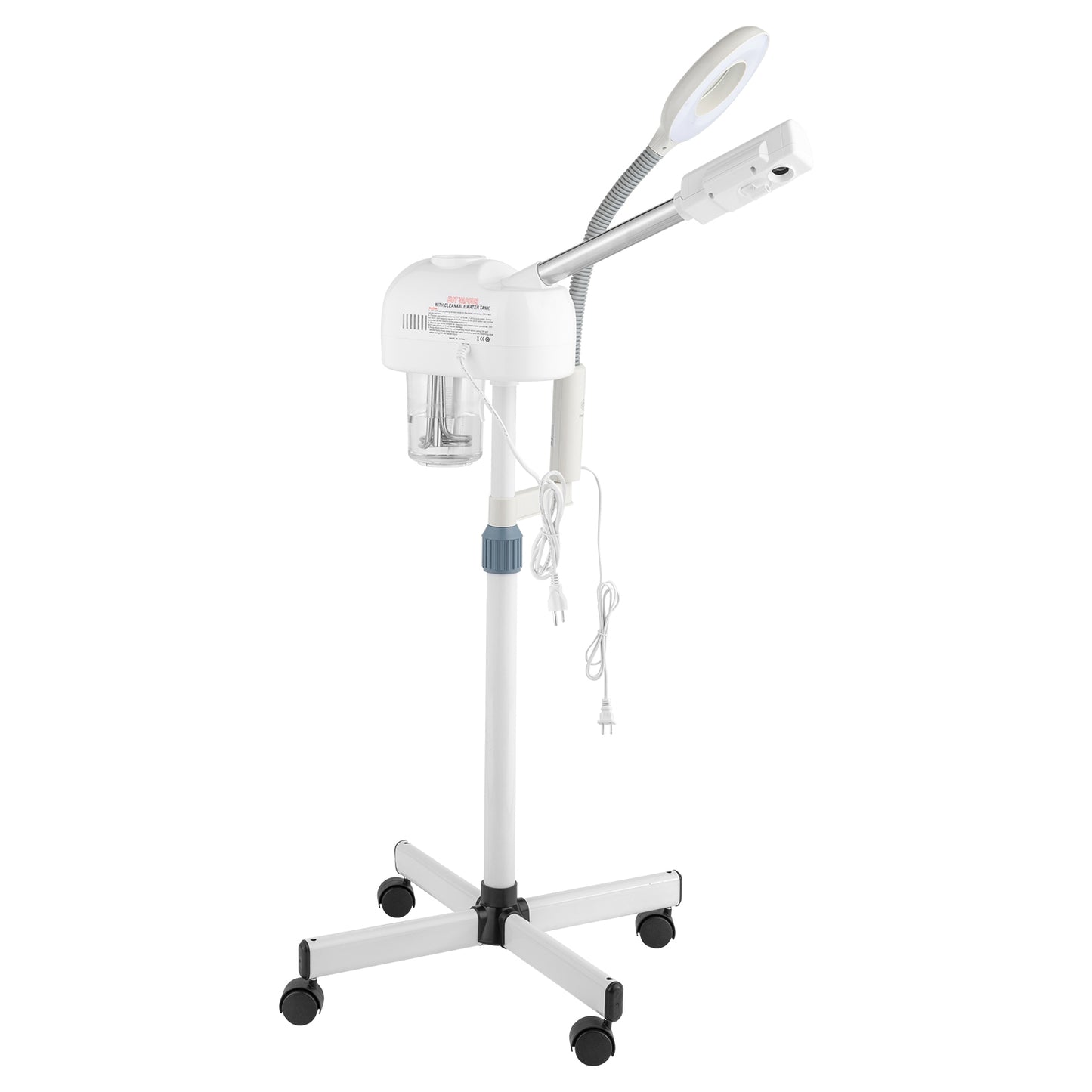 2-in-1 Facial Steamer with Magnifying Lamp – Rolling Base and Adjustable Height