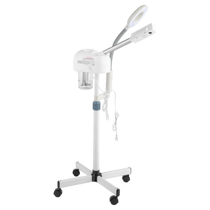 2-in-1 Facial Steamer with Magnifying Lamp – Rolling Base and Adjustable Height