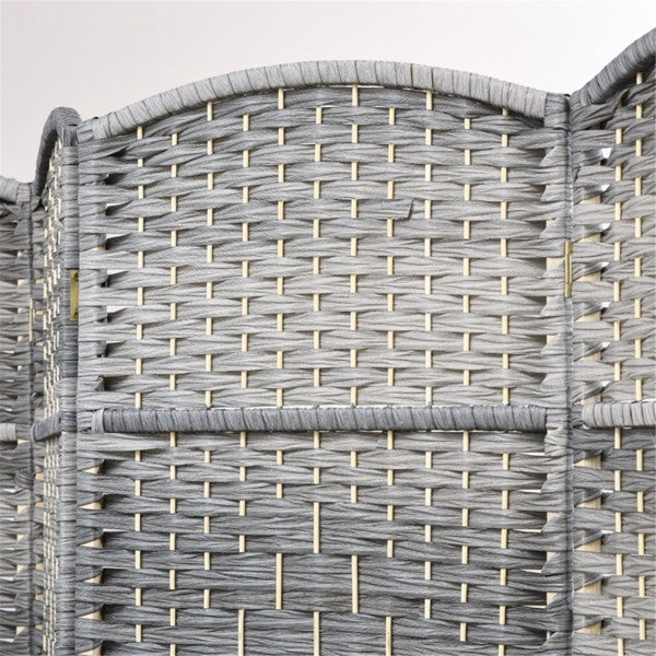 Four-Panel Mixed Gray Room Divider with Weave Design