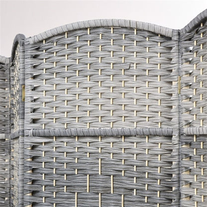 Four-Panel Mixed Gray Room Divider with Weave Design