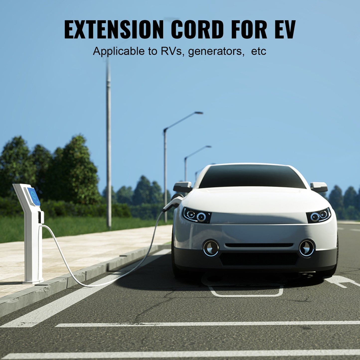 25 Ft 30 Amp RV Extension Power Cord with LED Indicator and 15A Adapter