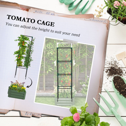 Green Galvanized Raised Garden Bed with Adjustable Trellis – 24 x 24 x 11.75 in