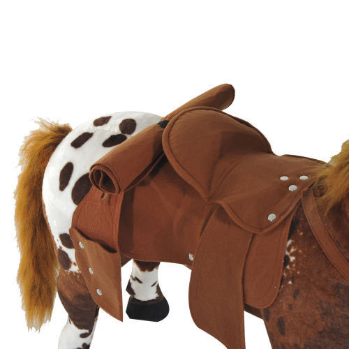 Brown Sound-Making Plush Ride-On Horse for Toddlers