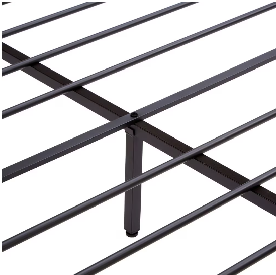 Full-Size Metal Platform Bed with Wood Headboard, USB Ports & LED Lighting