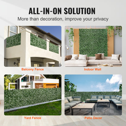 Artificial Ivy Privacy Fence with Green Mesh Backing - 96 x 72 in