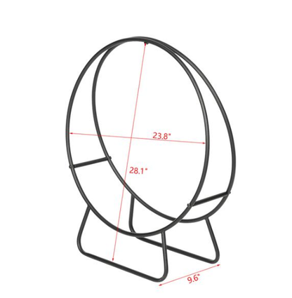 24-Inch Black Wrought Iron Firewood Rack for Indoor and Outdoor Use