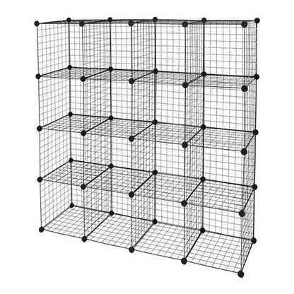 16-Cube Black Metal Wire Storage Organizer