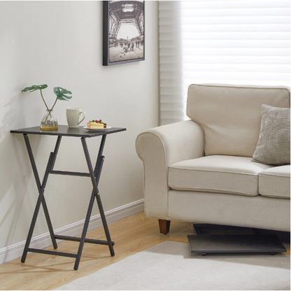 Black 2-Piece Folding TV Tray Table Set