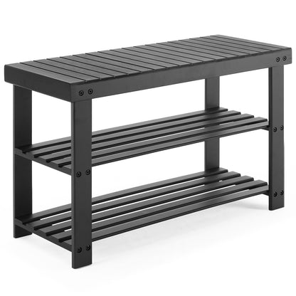3-Tier Bamboo Shoe Rack Bench with Storage Shelves