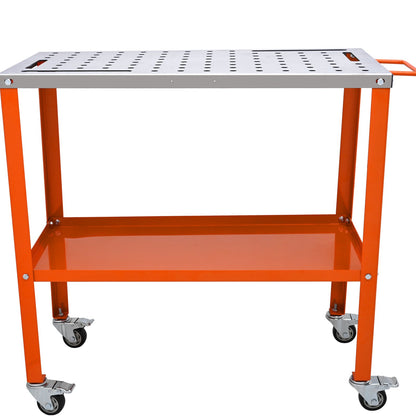 Heavy-Duty Steel Welding Workbench Table with Lockable Wheels