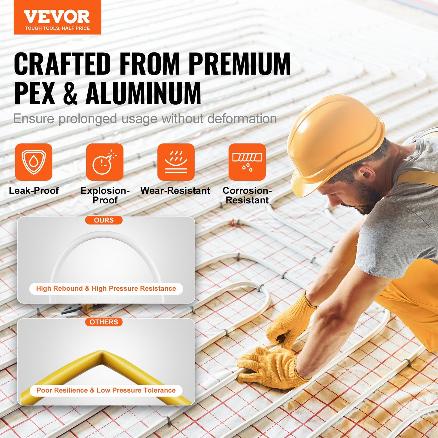 656ft PEX-AL-PEX Radiant Floor Heating Tube with Oxygen Barrier – 5/8" Diameter