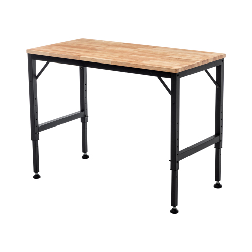 48" Heavy-Duty Adjustable Garage Workbench with Rubber Wood Top