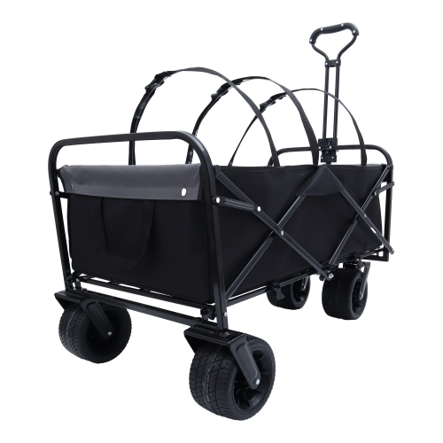 440lbs Foldable Utility Wagon Cart with Straps and Plastic Liners - Green