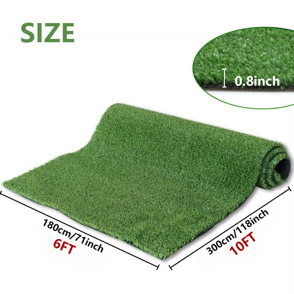 6FT x 10FT Artificial Grass Rug with Drainage – 15mm Realistic Turf Mat
