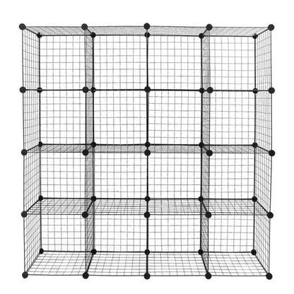 16-Cube Black Metal Wire Storage Organizer