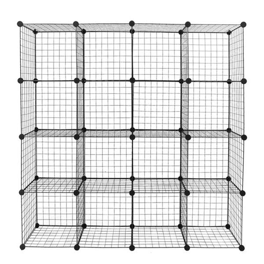 16-Cube Black Metal Wire Storage Organizer