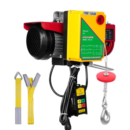 Electric Wire Hoist with Remote Control – 1320 lbs Capacity