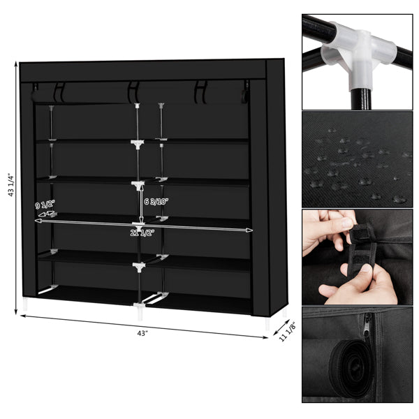 Black 7-Tier Non-Woven Shoe Storage Cabinet