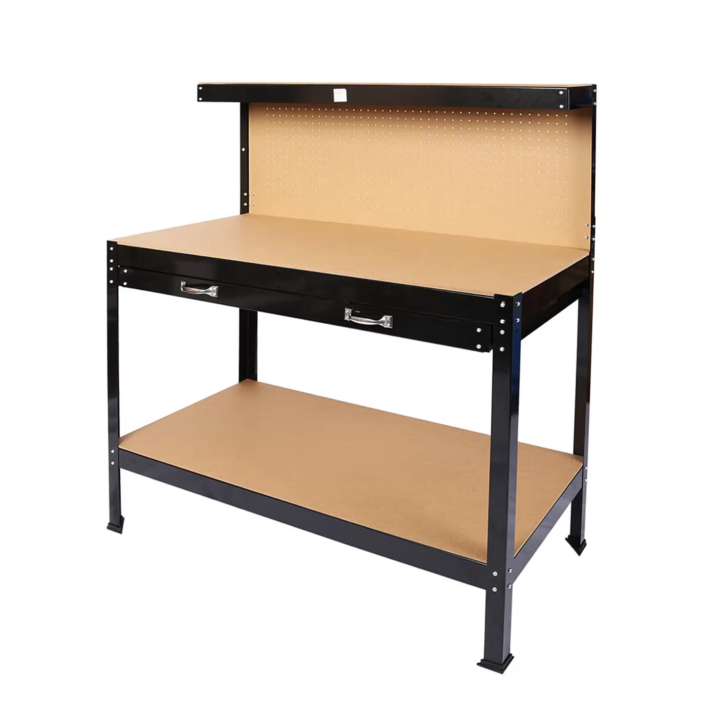 63-Inch Steel Workbench with Pegboard and Storage Drawer