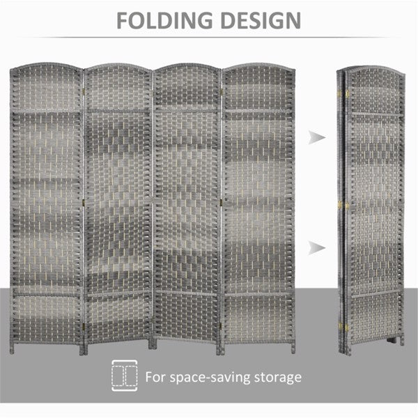 Four-Panel Mixed Gray Room Divider with Weave Design