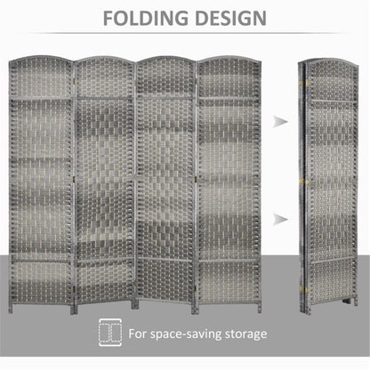 Four-Panel Mixed Gray Room Divider with Weave Design