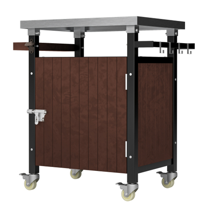 Outdoor Grill Cart with Stainless Steel Top and Storage Shelves