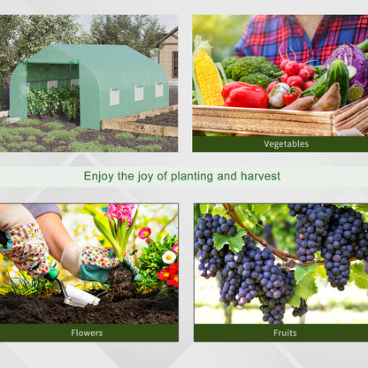 Large Walk-In Tunnel Greenhouse with Roll-Up Windows and Zipper Door – 11.5 x 10 x 6.5 ft