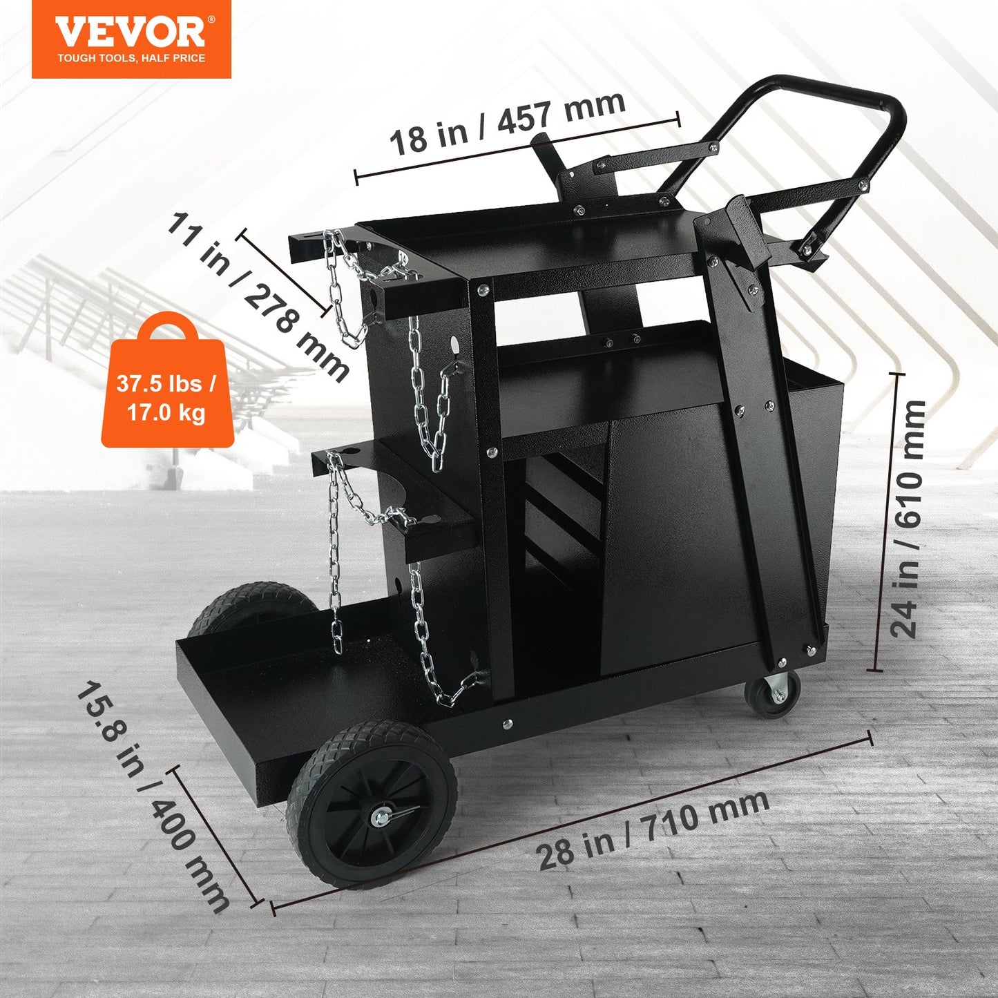 Heavy Duty Welding Cart with Drawers and Tank Storage